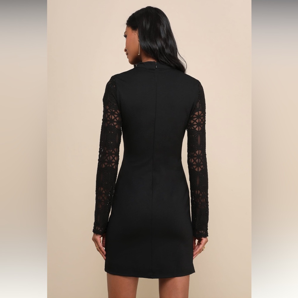 Lulu's Black Long Sleeve Lace Dress - Picture 2 of 9